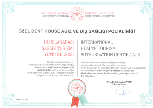 Republic of Türkiye, Ministry of Health — International Health Tourism Authorization Certificate